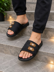 Black CAT Double Strap Stylish Slippers