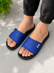 Men’s Blue Diamond Pattern Casual Slippers