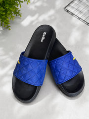 Men’s Blue Diamond Pattern Casual Slippers