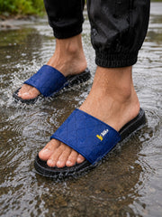 Men’s Blue Diamond Pattern Casual Slippers