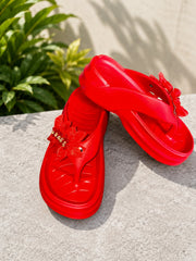 Red Floral Comfort Slippers